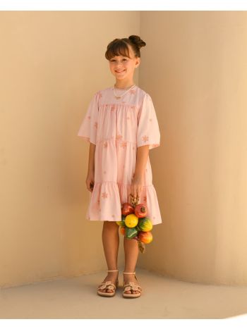 Vestido Ella Bordado Rosa - É Dia de Feira