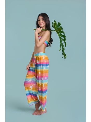 Calça Mandy Tule - Estampa Estrelas Listras Coloridas
