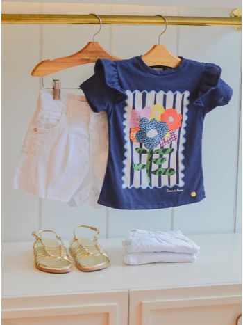 T-Shirt Teka Moldura Flores - Marinho 