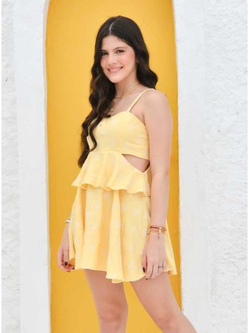 Vestido Clara Bordado - Amarelo