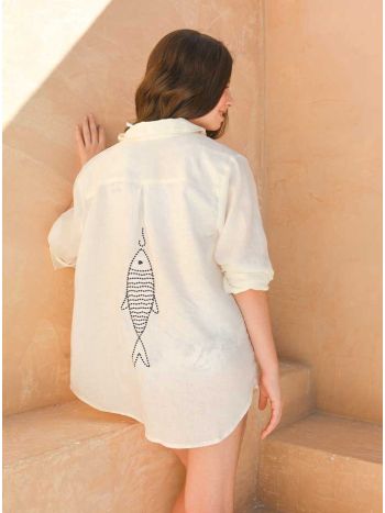 Chemise Priscila Bordada Fish - Off White