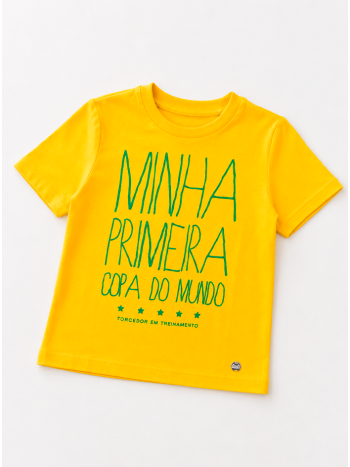 Blusa T-Shirt Minha Primeira Copa - Amarelo