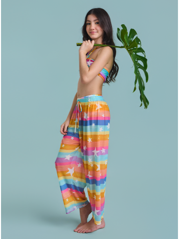 Calça Mandy Tule - Estampa Estrelas Listras Coloridas
