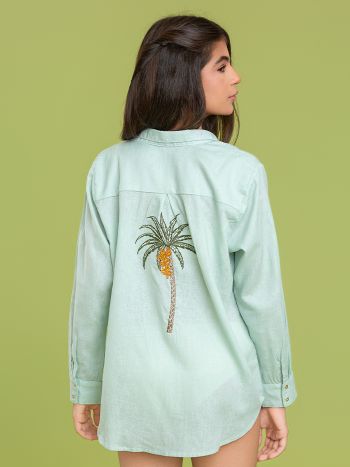 Chemise Priscila Bordado Coqueiro - Verde Pistache
