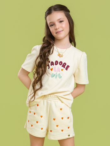 Conjunto Arco - Iris Bordado Amarelo - É Dia de Feira