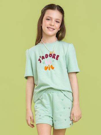 Conjunto Arco - Iris Bordado Verde - É Dia de Feira