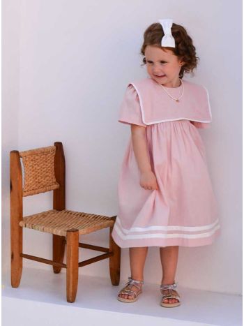 Vestido Isabelli Rosa / Branco - Bon Voyage