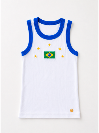 Blusa Regata Lolla Brasil - Branco/Azul