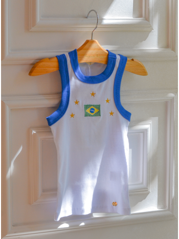 Blusa Regata Lolla Brasil - Branco/Azul