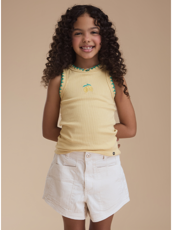 Blusa Regata Mamá Bordado Limão - Amarelo