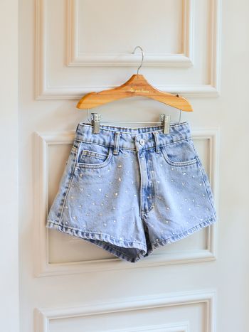 Short Carolina com Strass Teen - Jeans 