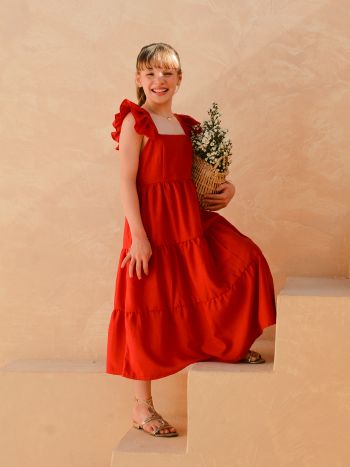 Vestido Eugênia Vermelho - É Dia de Feira