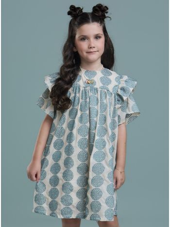 Vestido Josefina Bordado Off White/ Verde - Bossa do Mar