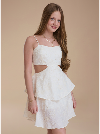 Vestido Love Bordado Off White - Teen