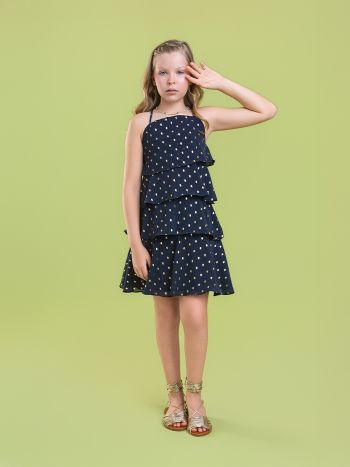 Vestido Sarah - Marinho / Dourado