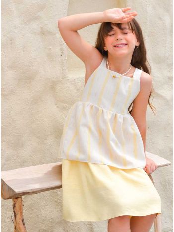 Vestido Alessia Off White/ Amarelo - É Dia de Feira