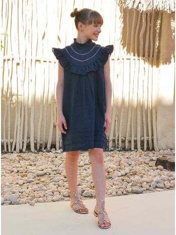 Vestido Camélia Azul Marinho - É Dia de Feira