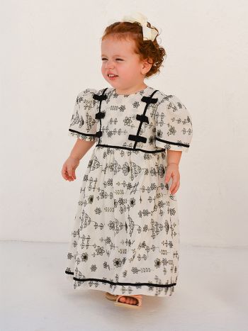 Vestido Clarissa Bordado Preto/ Off White - É Dia de Feira