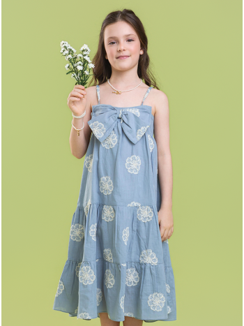 Vestido Janaina Bordado Azul - É Dia de Feira