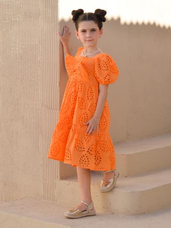 Vestido Tete Laço Laise Laranja - É Dia de Feira